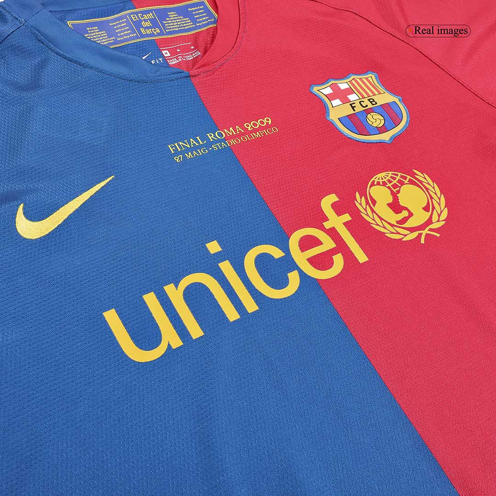 Retro 2008/09 Barcelona Home Long Sleeve Football Shirt - UCL Final