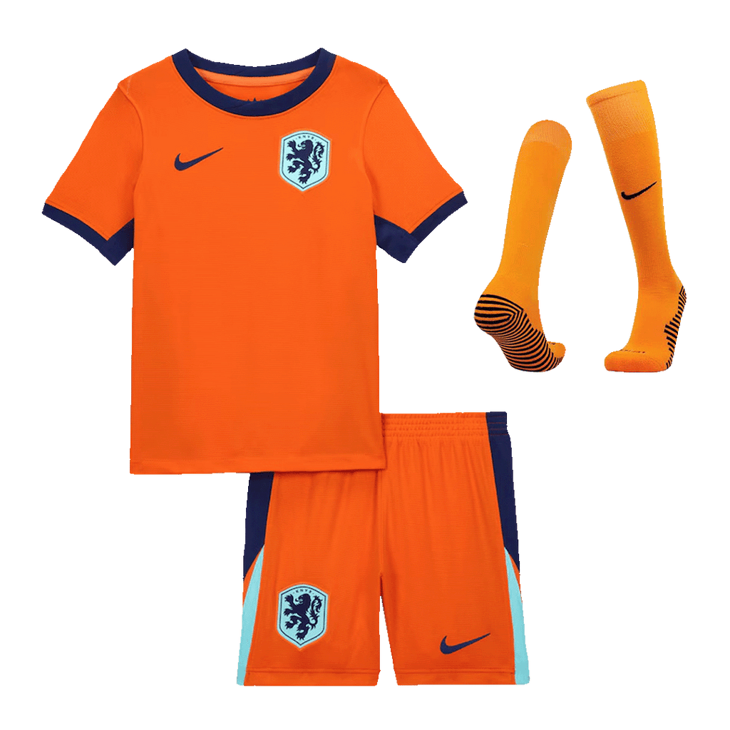 Kid's Netherlands Home Football Shirt Kit(Jersey+Shorts+Socks) Euro 2024