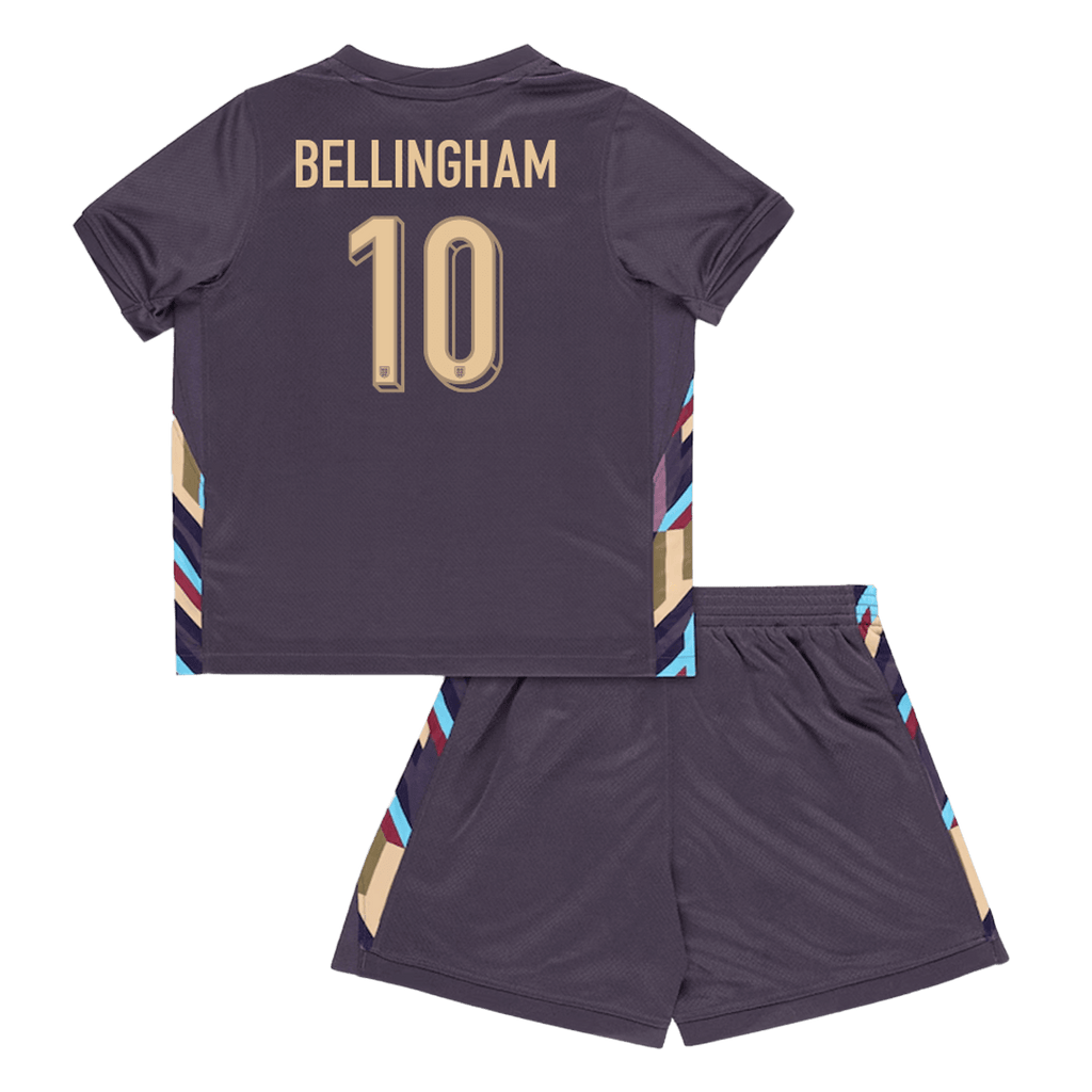 Kid's BELLINGHAM #10 England Away Football Shirt Kit(Jersey+Shorts) Euro 2024