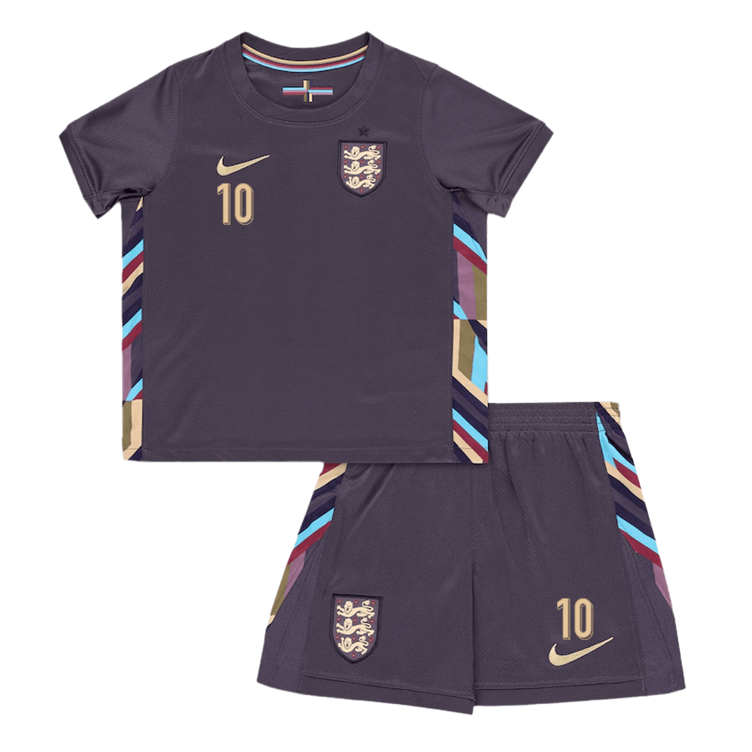 Kid's BELLINGHAM #10 England Away Football Shirt Kit(Jersey+Shorts) Euro 2024