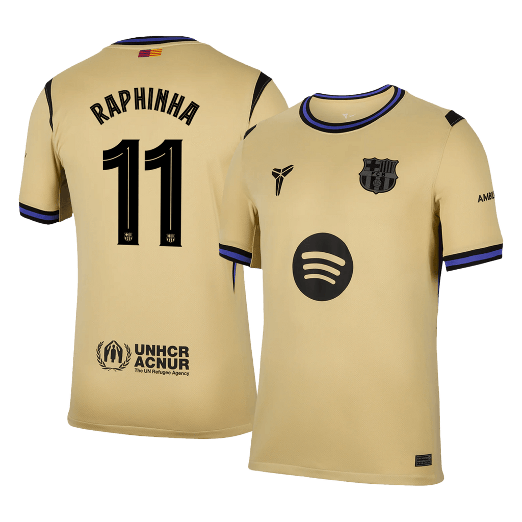 RAPHINHA #11 Barcelona Away Football Shirt 2025/26 Yellow - UCL
