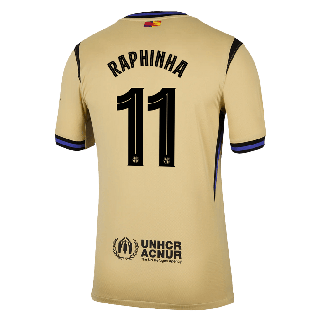 RAPHINHA #11 Barcelona Away Football Shirt 2025/26 Yellow - UCL