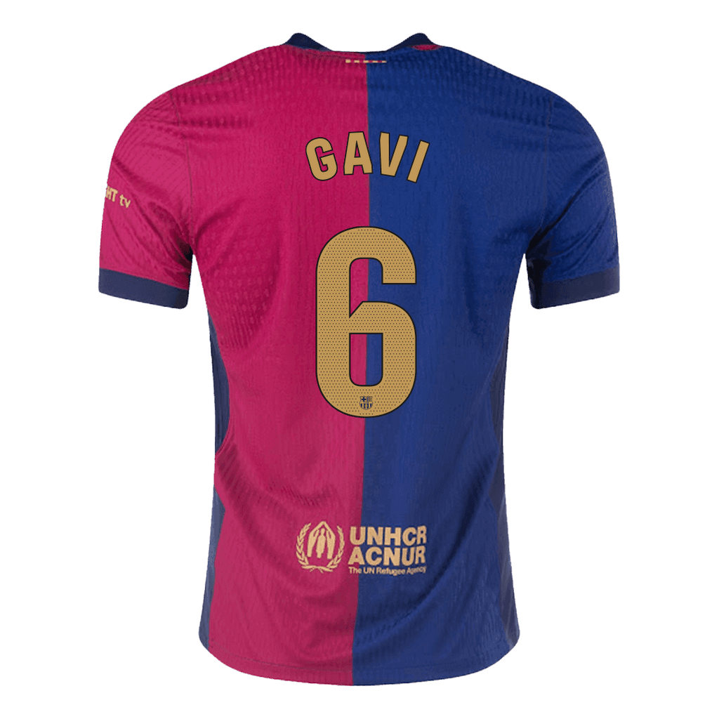 Player Version GAVI #6 Barcelona Home Football Shirt 2024/25- - old sponsor