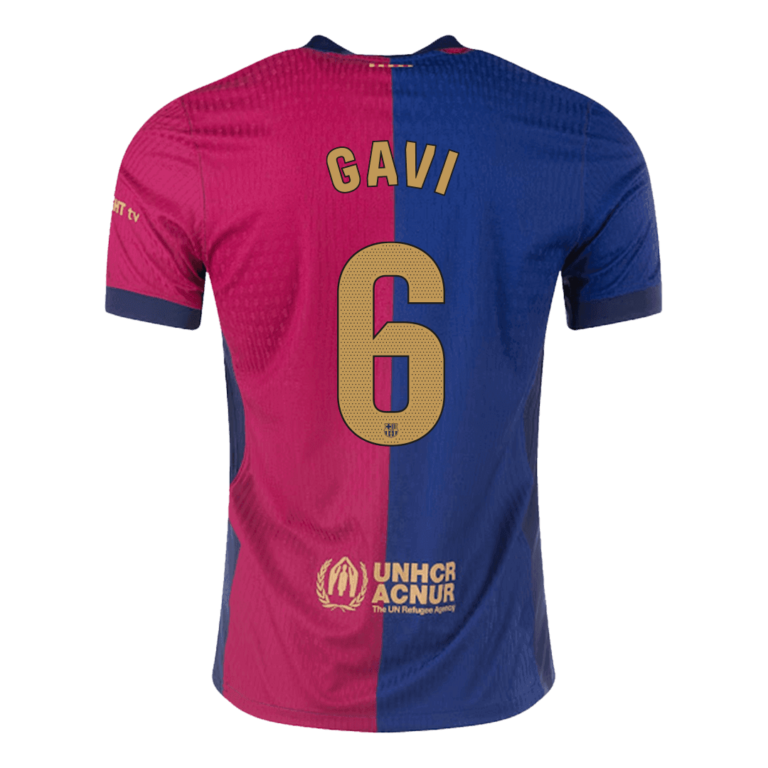 Player Version GAVI #6 Barcelona Home Football Shirt 2024/25- - old sponsor