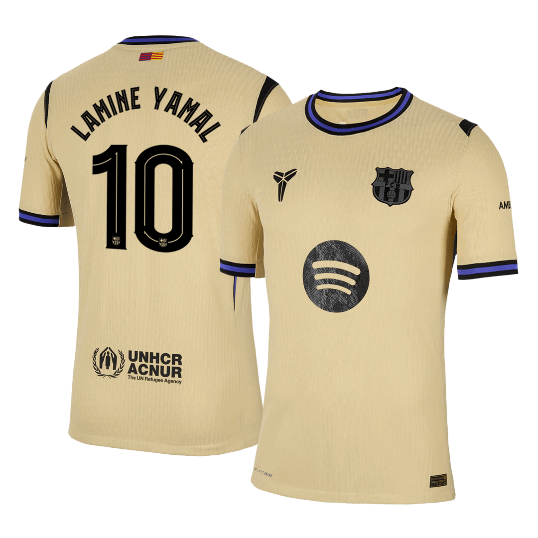 Player Version LAMINE YAMAL #10 Barcelona Away Football Shirt 2025/26 Yellow - UCL