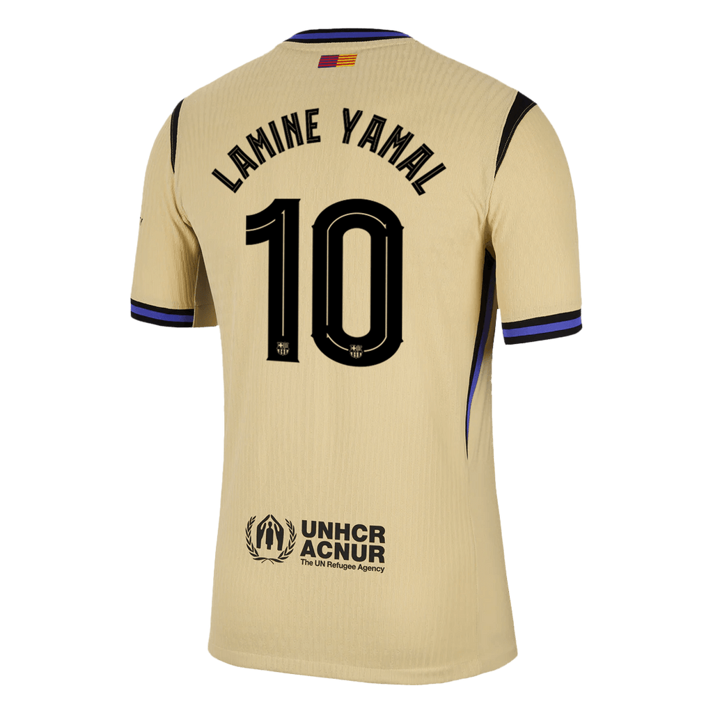Player Version LAMINE YAMAL #10 Barcelona Away Football Shirt 2025/26 Yellow - UCL