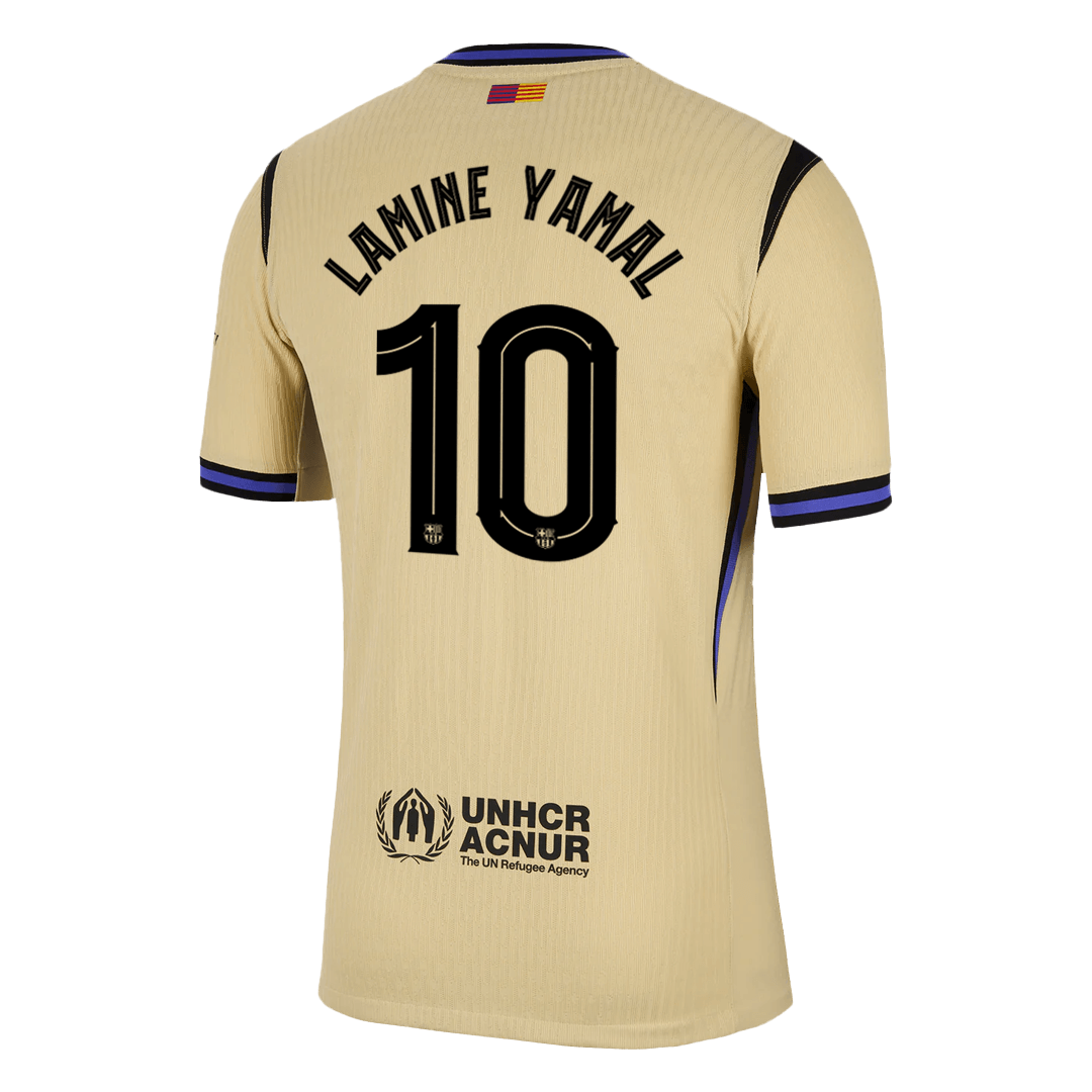Player Version LAMINE YAMAL #10 Barcelona Away Football Shirt 2025/26 Yellow - UCL