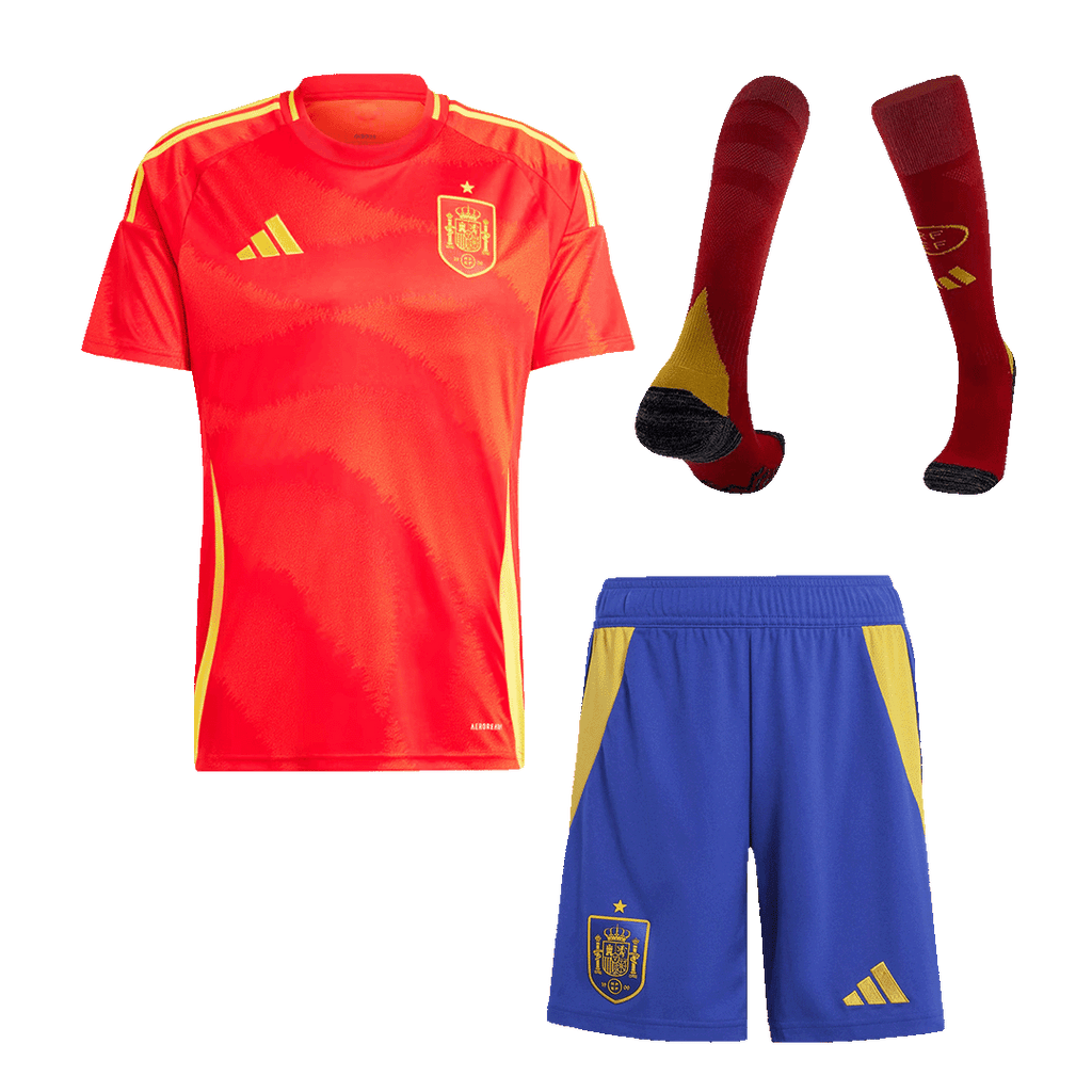 Spain Home Football Shirt Kit(Jersey+Shorts+Socks) Euro 2024