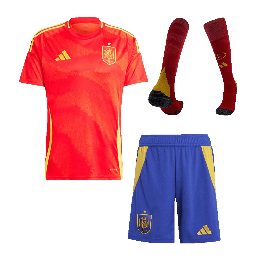 Spain Home Football Shirt Kit(Jersey+Shorts+Socks) Euro 2024