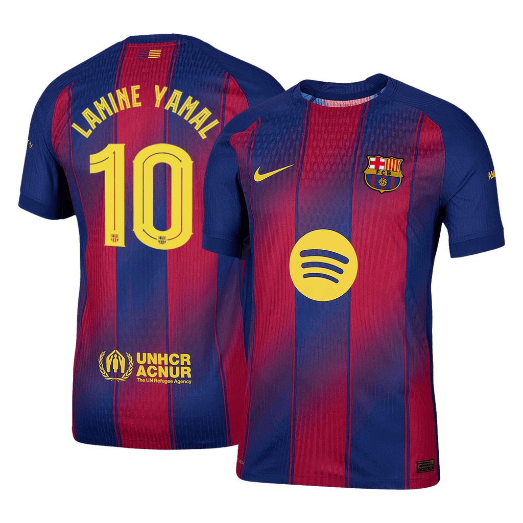 Player Version LAMINE YAMAL #10 Barcelona Home Football Shirt 2025/26 Red&Blue - UCL
