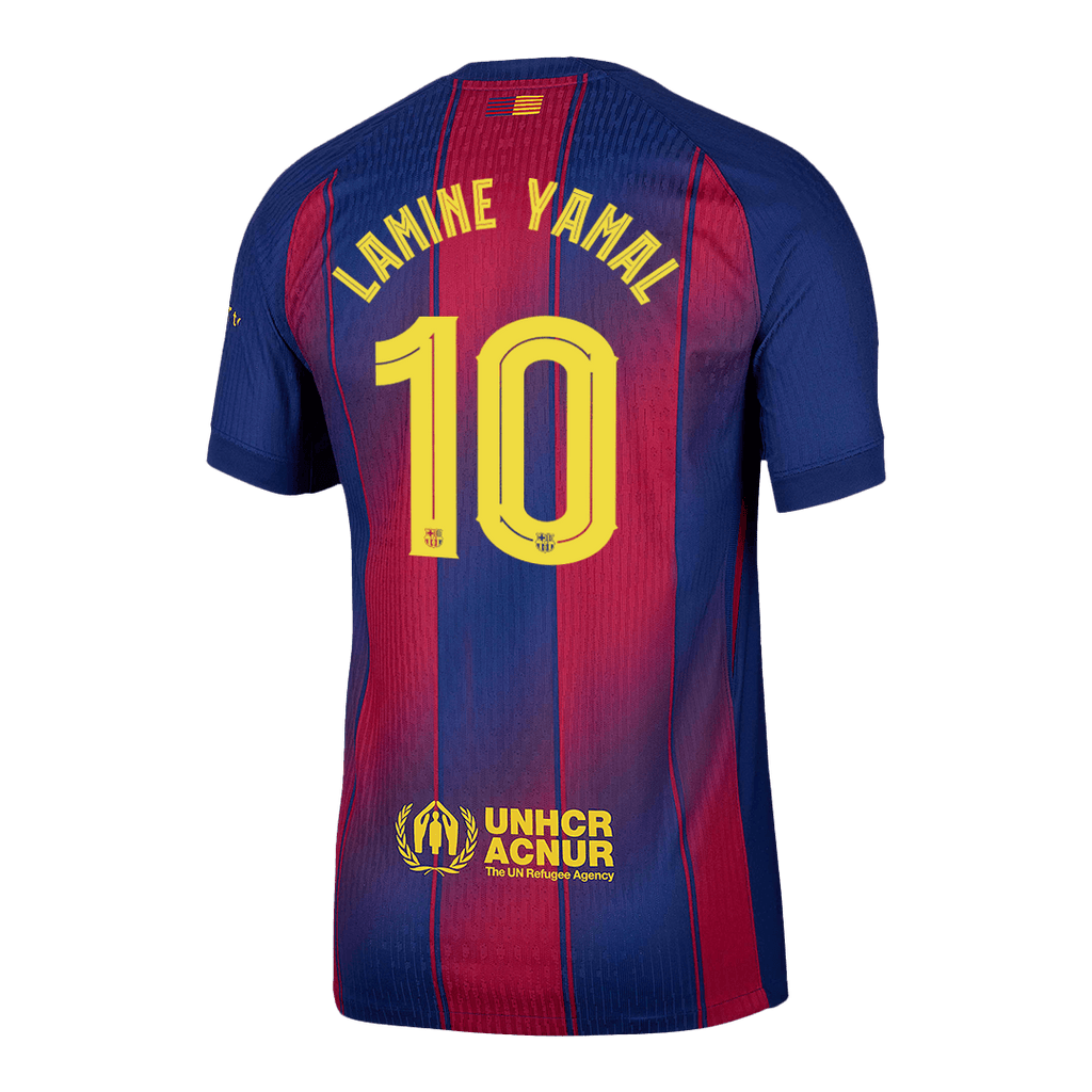 Player Version LAMINE YAMAL #10 Barcelona Home Football Shirt 2025/26 Red&Blue - UCL