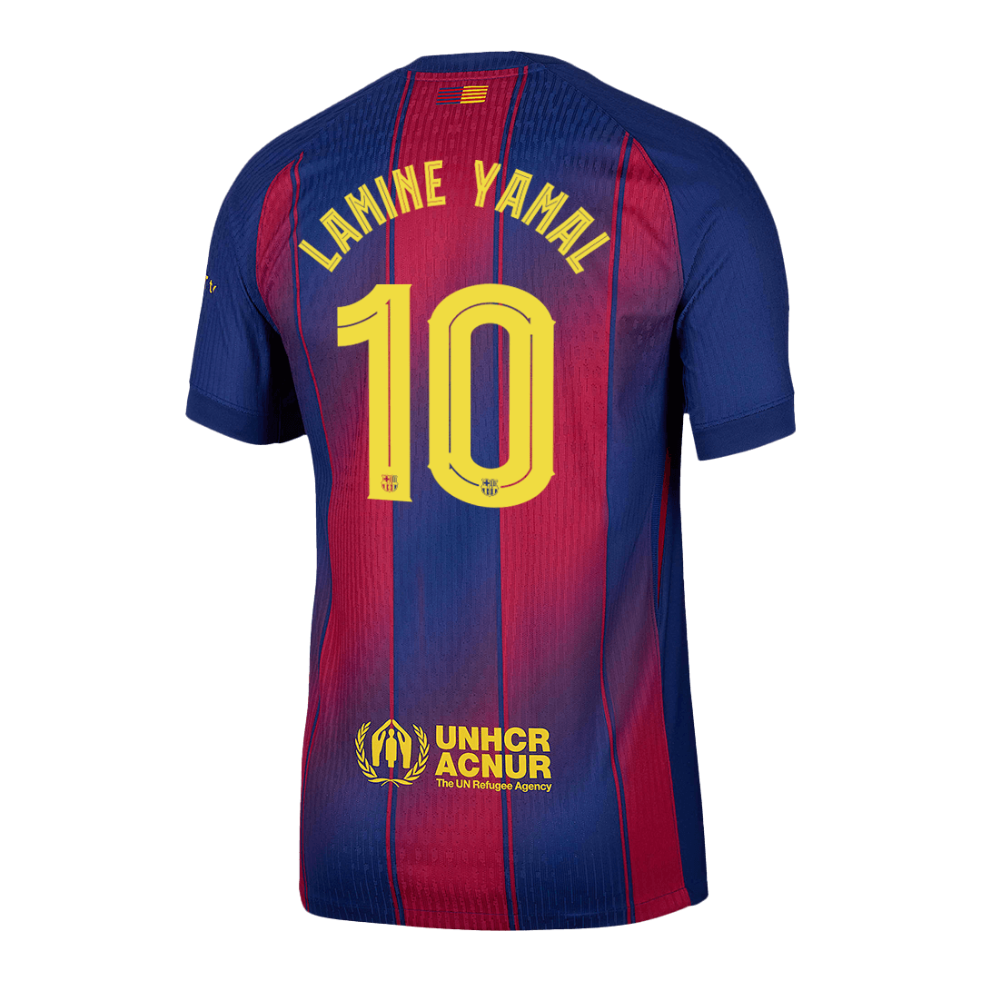 Player Version LAMINE YAMAL #10 Barcelona Home Football Shirt 2025/26 Red&Blue - UCL