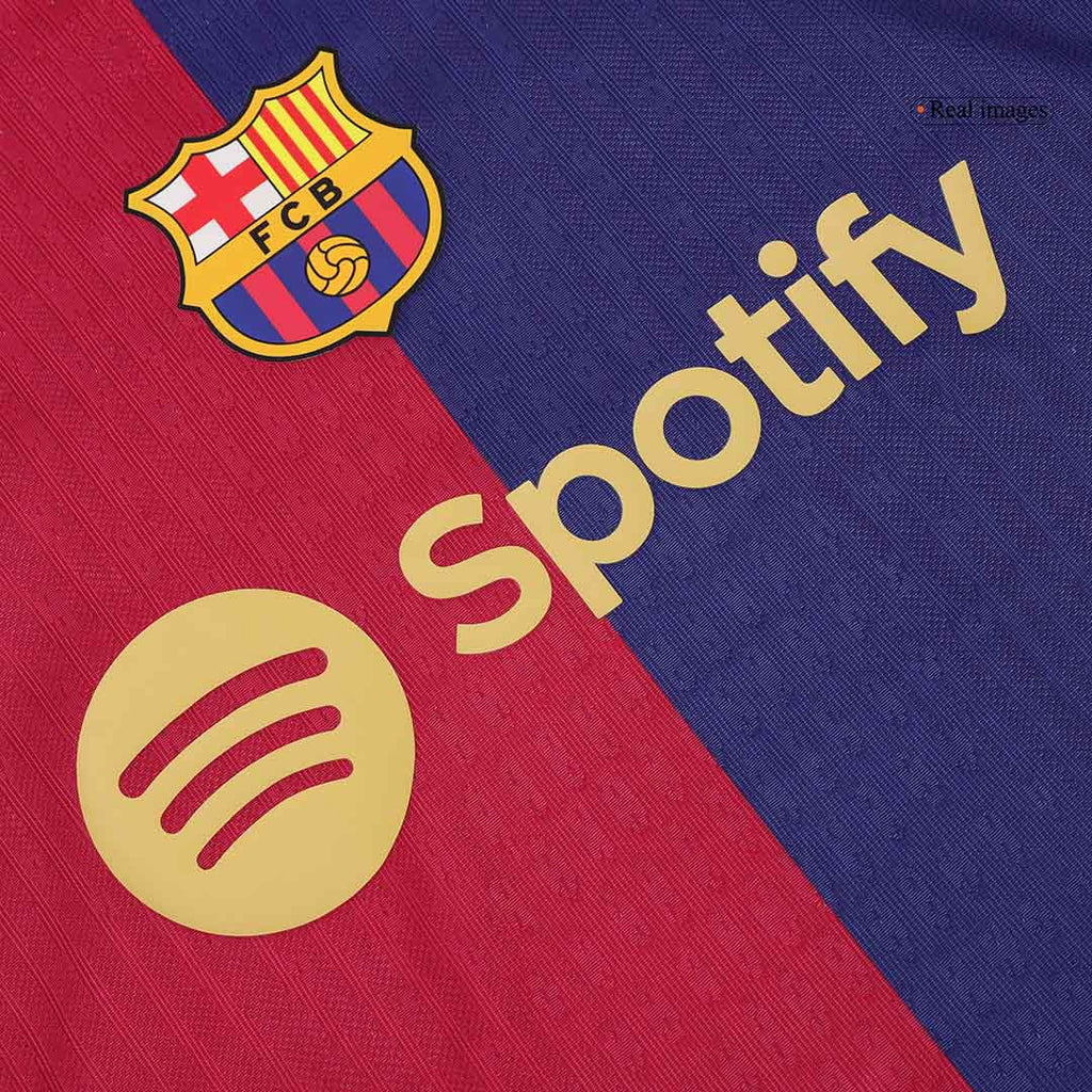 RAPHINHA #11 Player Version Barcelona Home Football Shirt 2024/25 Red&Blue - UCL