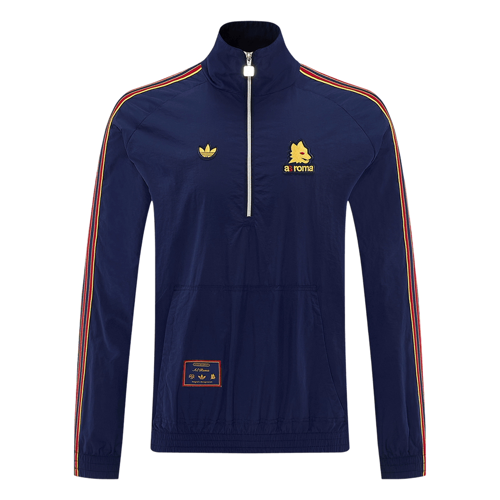 Men 2026 AS Roma Half-Zip Windbreaker Jacket Navy