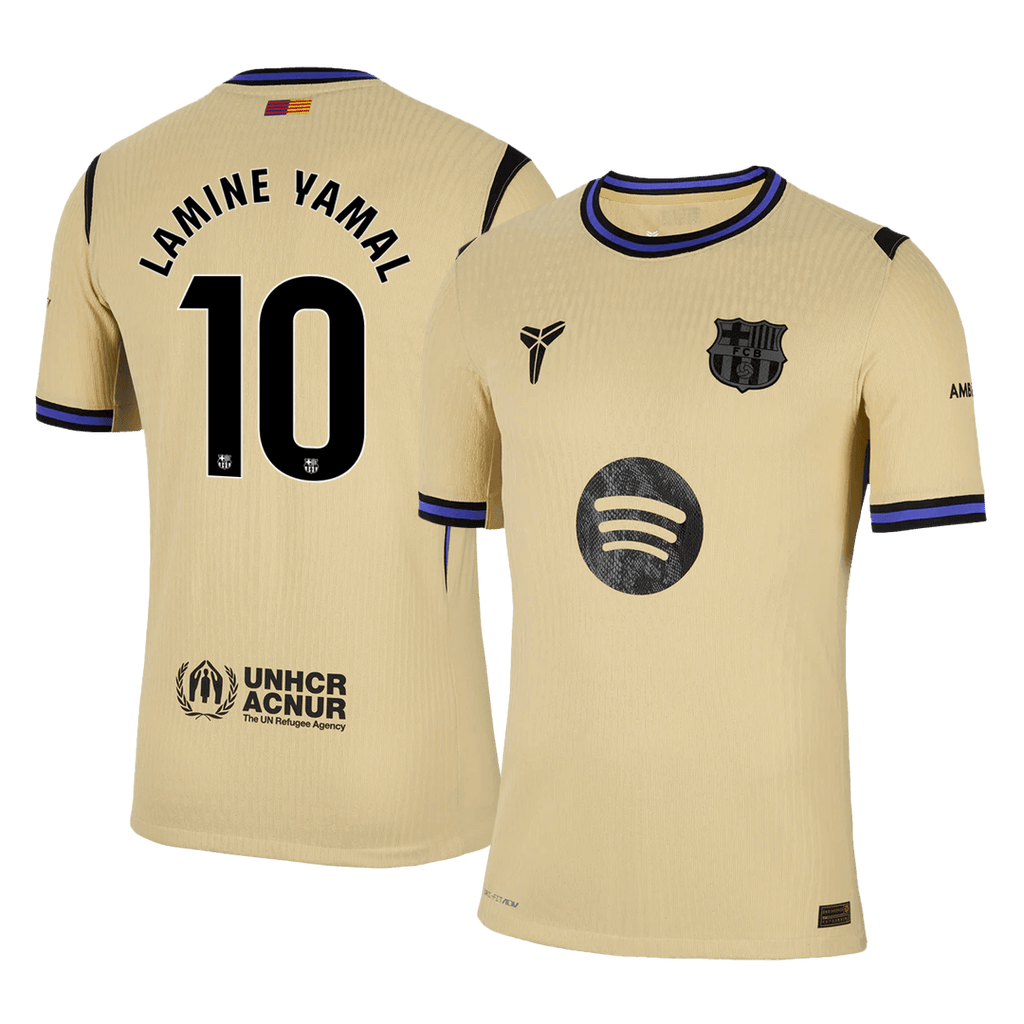 LAMINE YAMAL #10 Player Version Barcelona Away Football Shirt 2025/26 Yellow - UCL