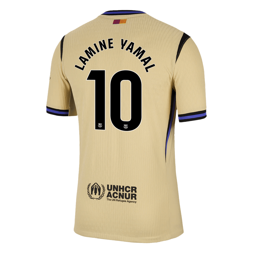 LAMINE YAMAL #10 Player Version Barcelona Away Football Shirt 2025/26 Yellow - UCL