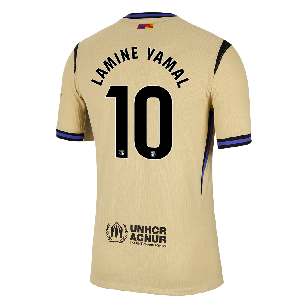 LAMINE YAMAL #10 Player Version Barcelona Away Football Shirt 2025/26 Yellow - UCL