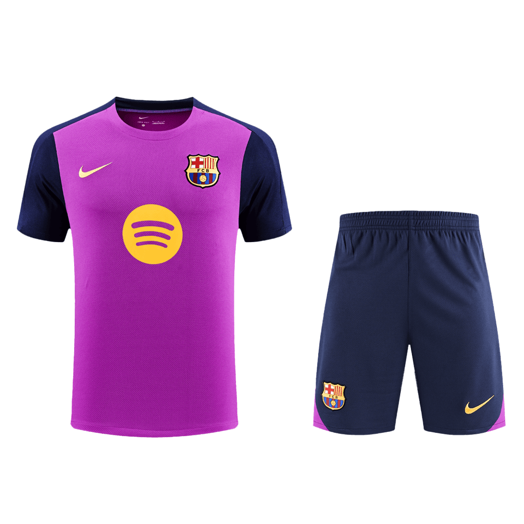 Barcelona Pre-Match Training Football Shirt Kit(Jersey+Shorts) 2025/26 Purple