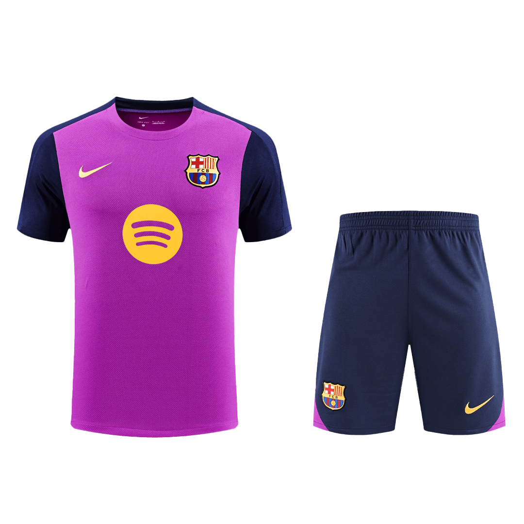 Barcelona Pre-Match Training Football Shirt Kit(Jersey+Shorts) 2025/26 Purple