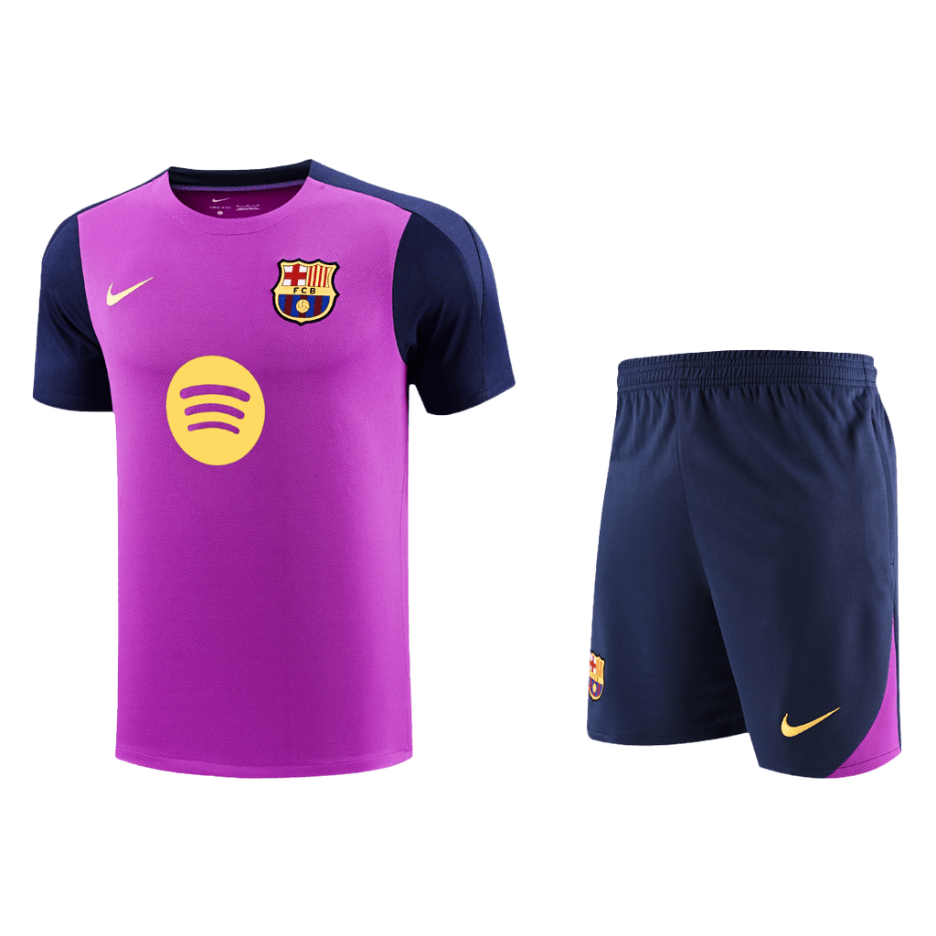 Barcelona Pre-Match Training Football Shirt Kit(Jersey+Shorts) 2025/26 Purple