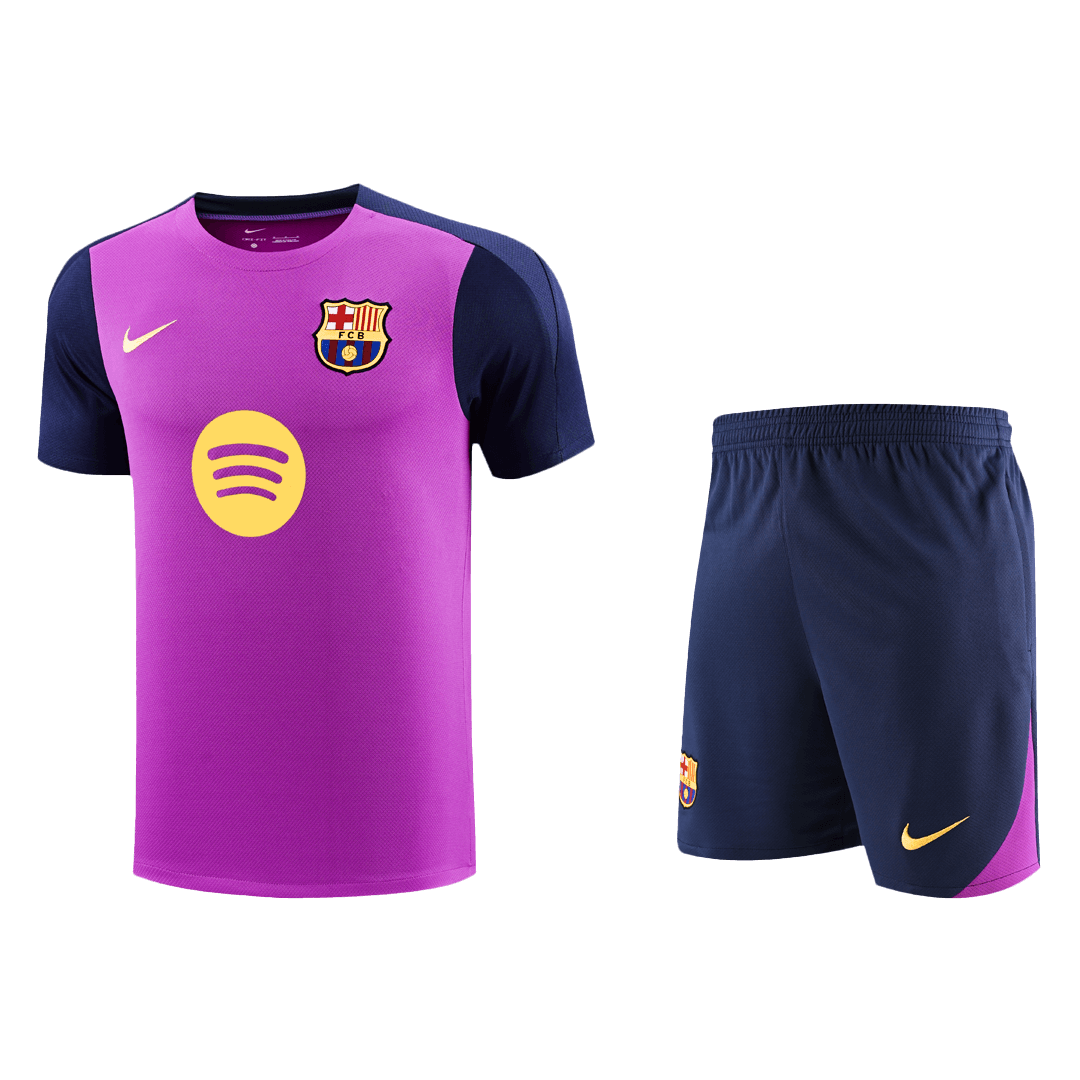 Barcelona Pre-Match Training Football Shirt Kit(Jersey+Shorts) 2025/26 Purple