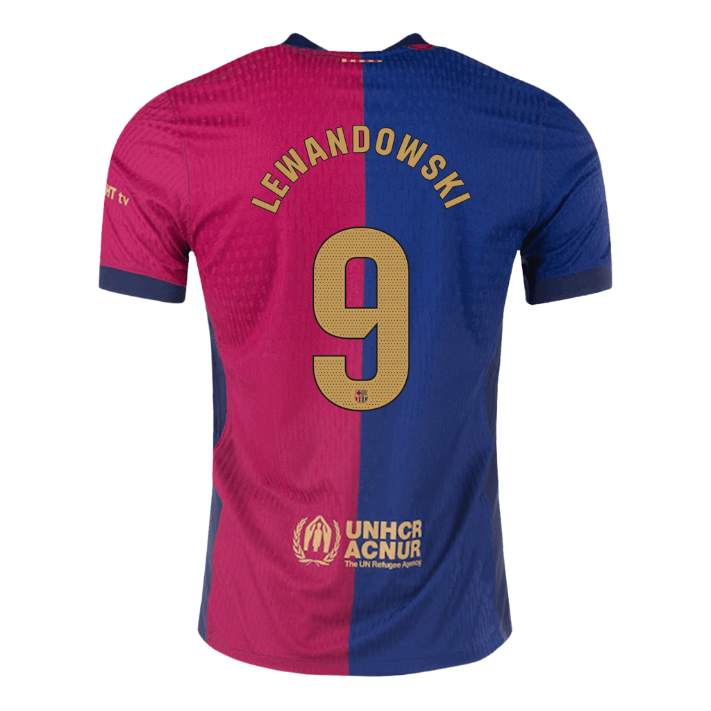 Player Version LEWANDOWSKI #9 Barcelona Home Football Shirt 2024/25 - Spotify Logo Without Text