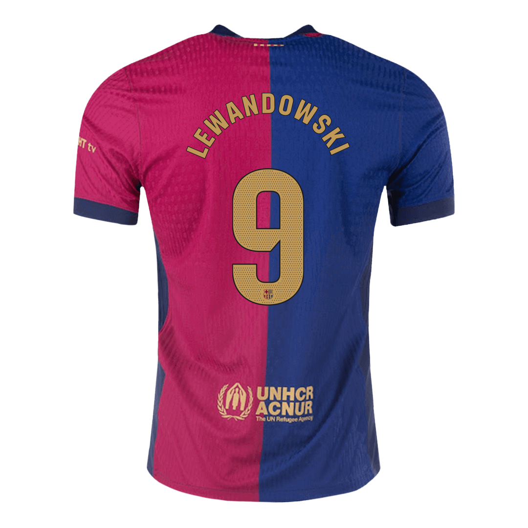 Player Version LEWANDOWSKI #9 Barcelona Home Football Shirt 2024/25 - Spotify Logo Without Text
