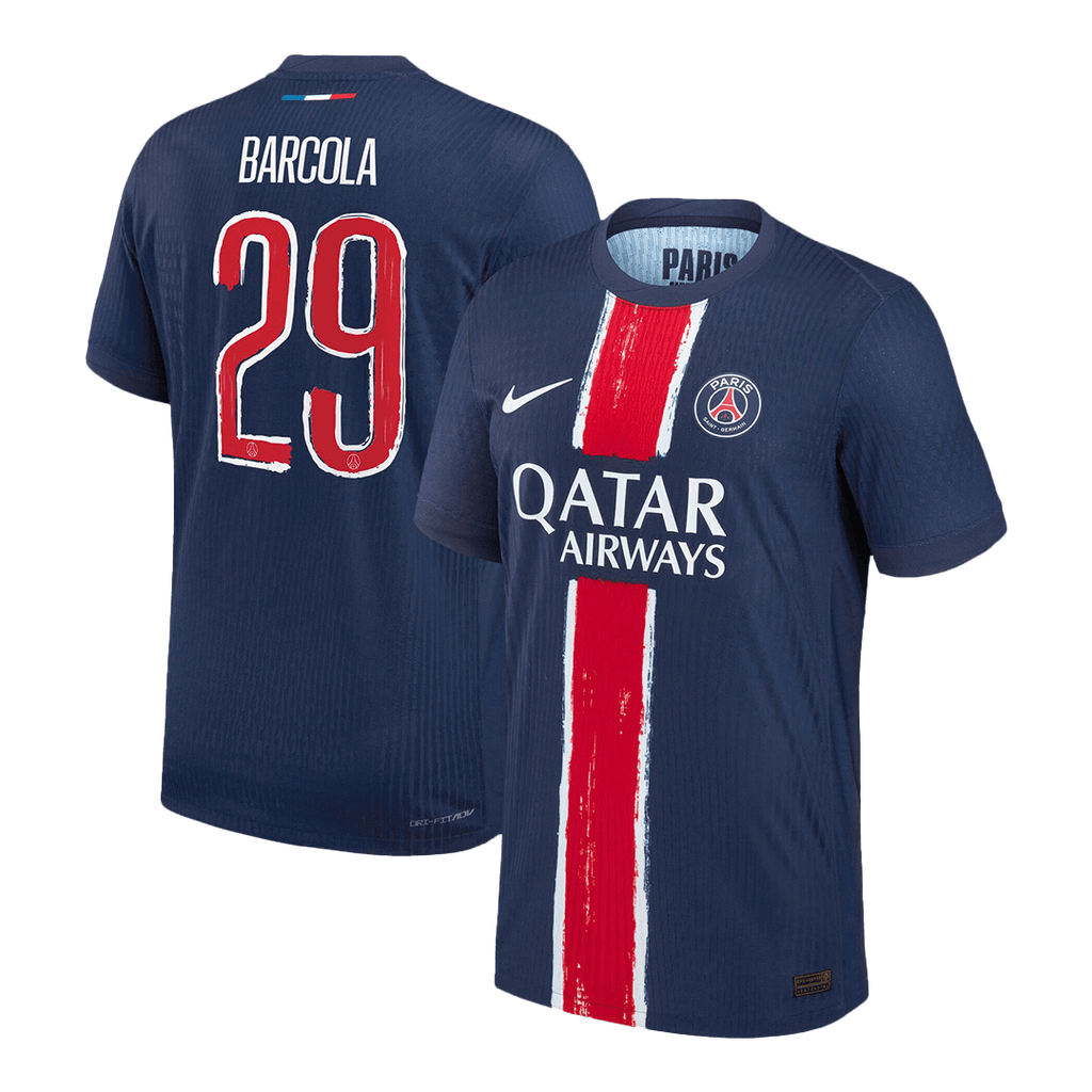 Player Version BARCOLA #29 PSG Home Football Shirt 2024/25 Navy - UCL