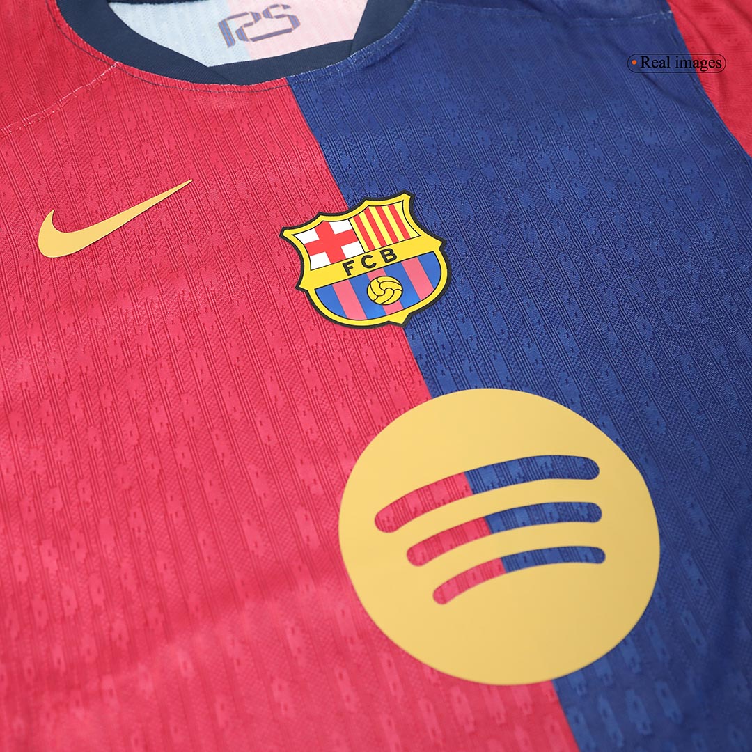 RAPHINHA #11 Player Version Barcelona Home Football Shirt 2024/25 Red&Blue - UCL (Spotify Logo Without Text)