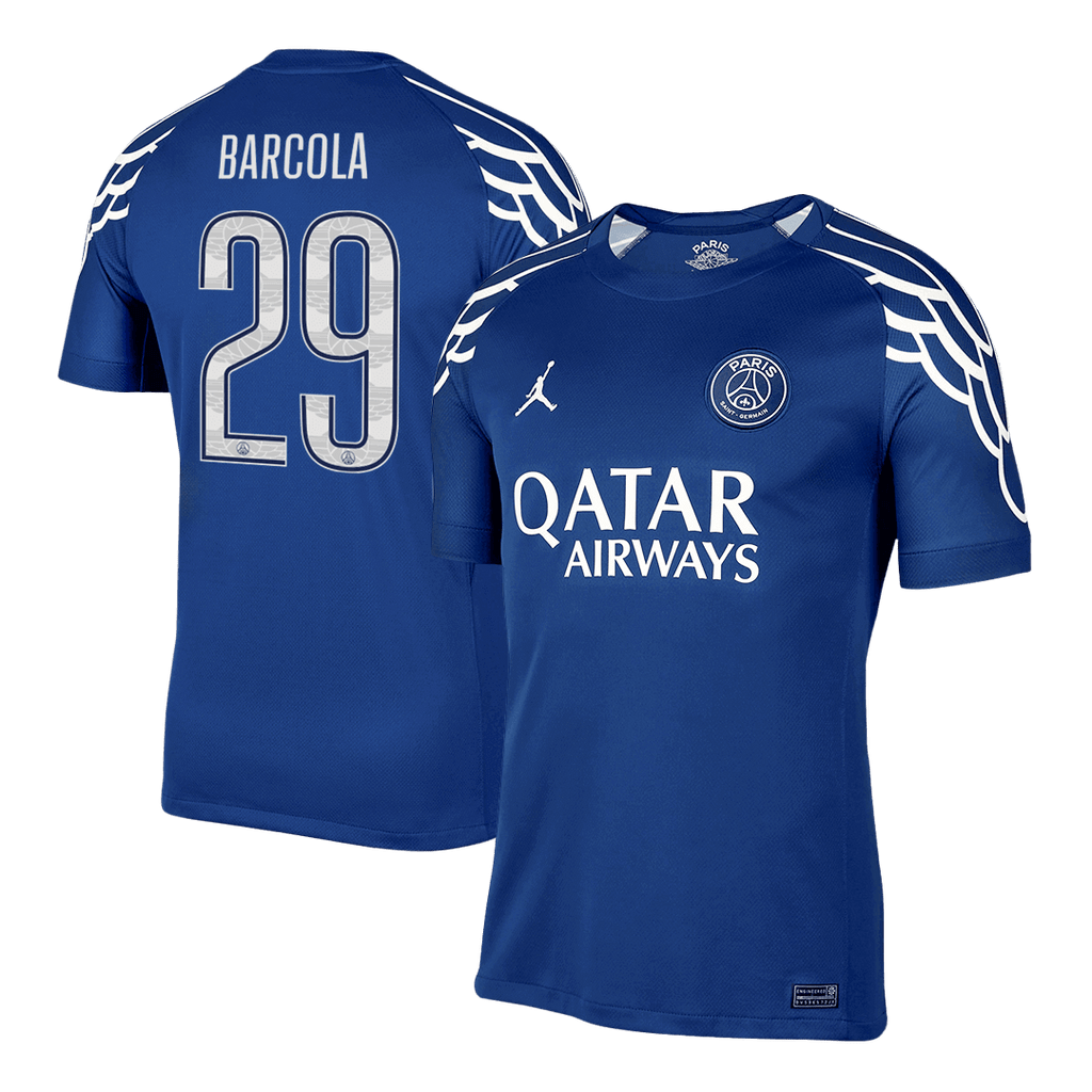 BARCOLA #29 PSG Fourth Away Football Shirt 2024/25 Navy - UCL