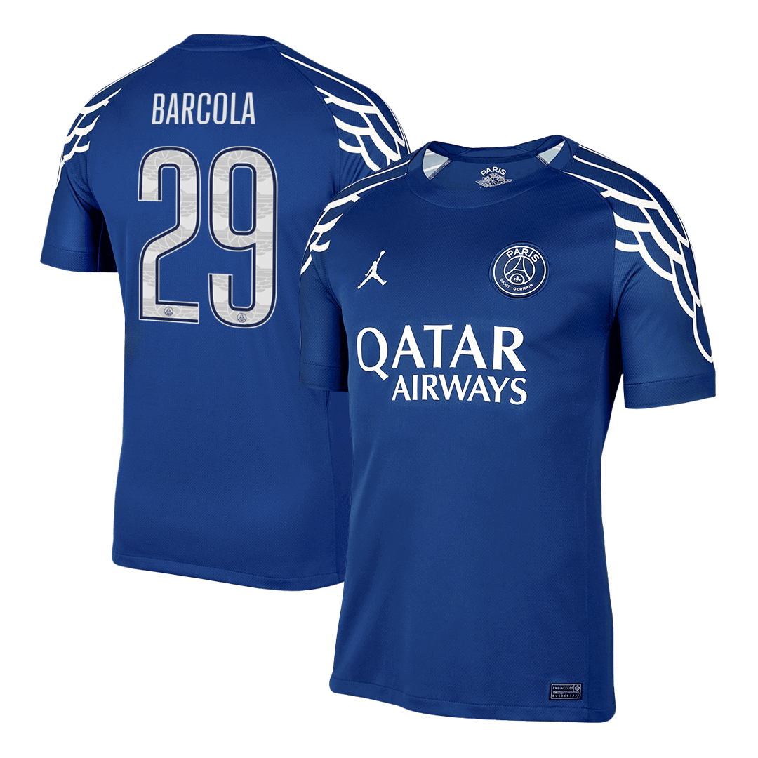 BARCOLA #29 PSG Fourth Away Football Shirt 2024/25 Navy - UCL