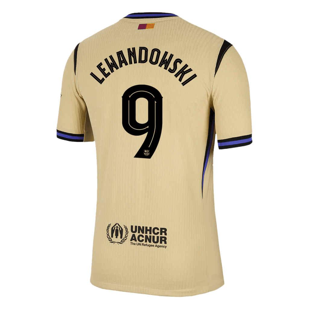 Player Version LEWANDOWSKI #9 Barcelona Away Football Shirt 2025/26 Yellow - UCL