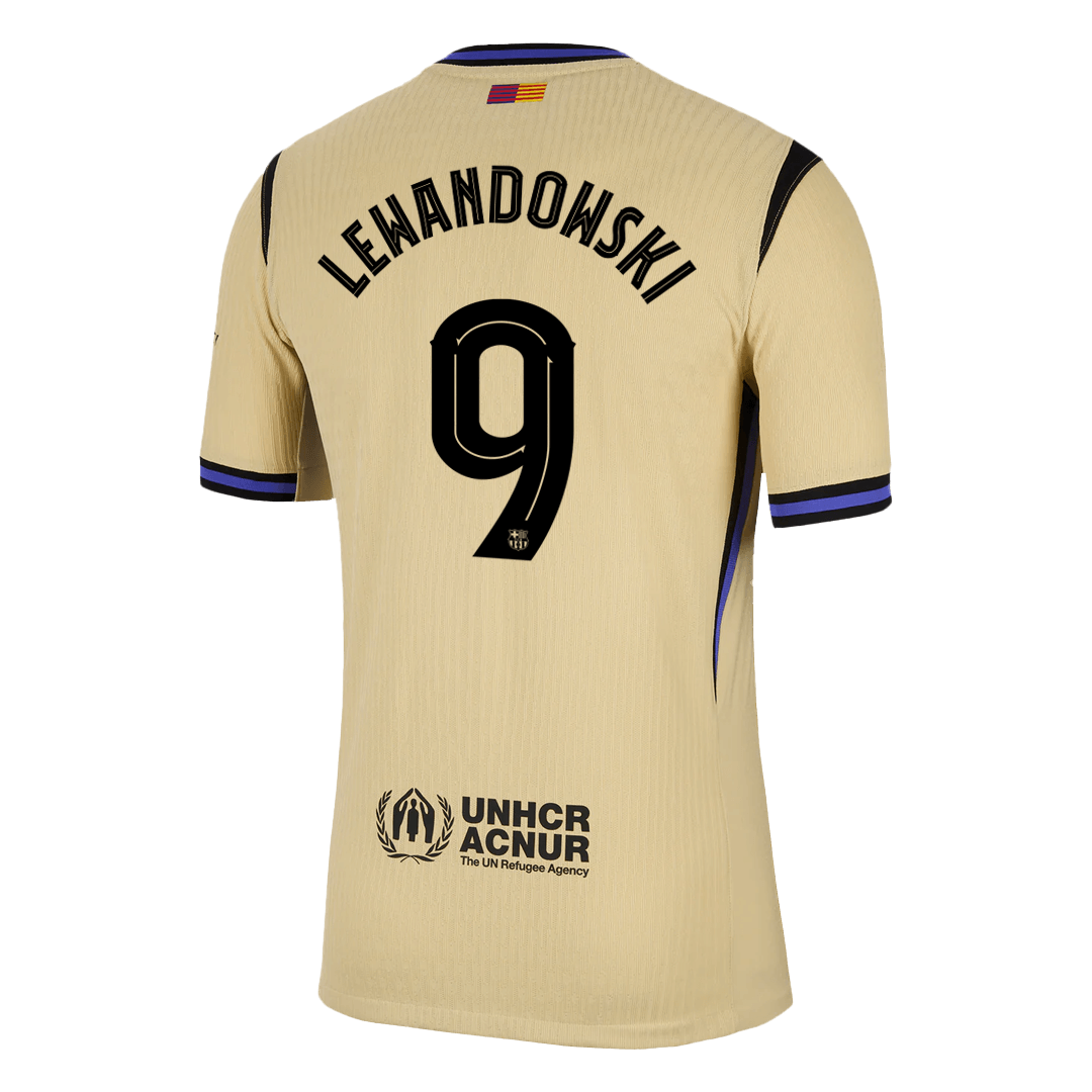 Player Version LEWANDOWSKI #9 Barcelona Away Football Shirt 2025/26 Yellow - UCL
