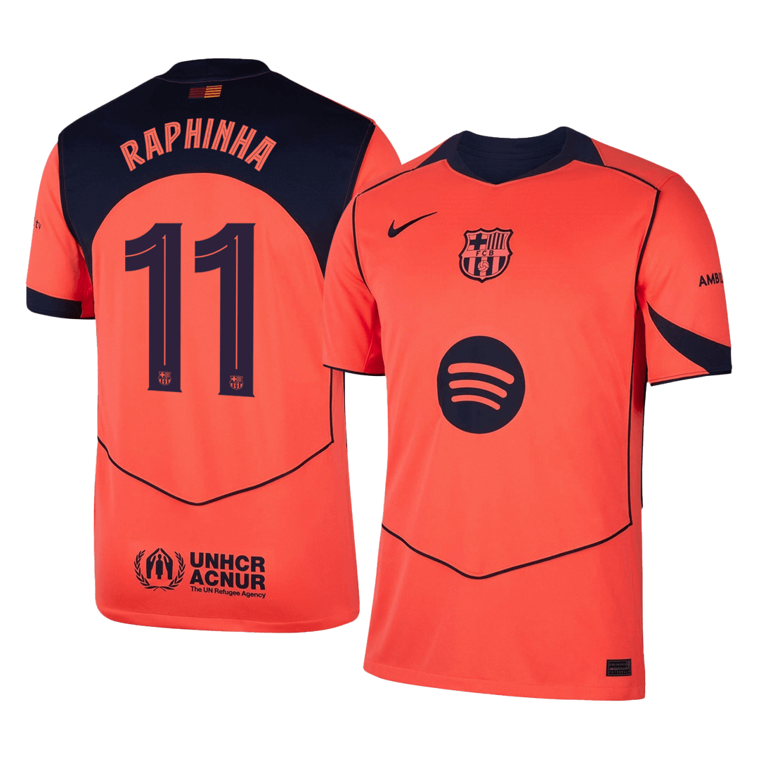 RAPHINHA #11 Barcelona Third Away Football Shirt 2025/26—UCL