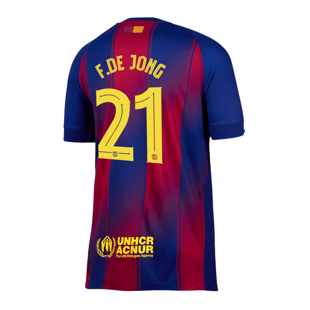 F.DE JONG #21 Barcelona Home Football Shirt 2025/26 Red&Blue - UCL