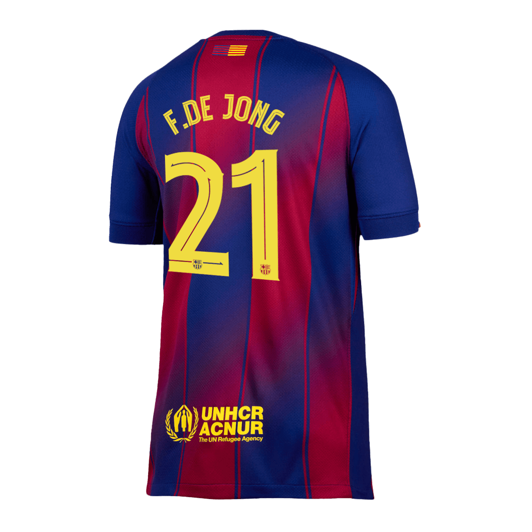 F.DE JONG #21 Barcelona Home Football Shirt 2025/26 Red&Blue - UCL