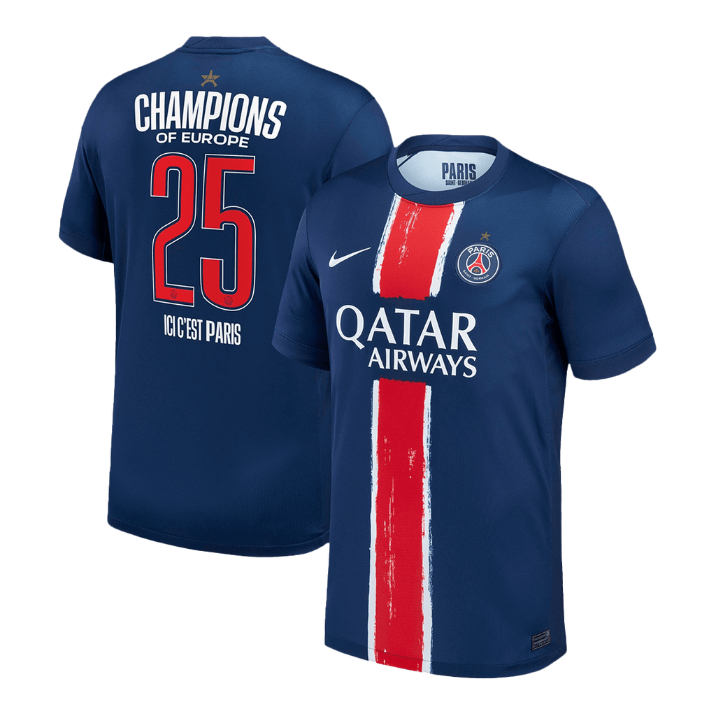 CHAMPIONS #25 PSG Home Football Shirt 2024/25 Navy - CHAMPIONS OF EUROPE