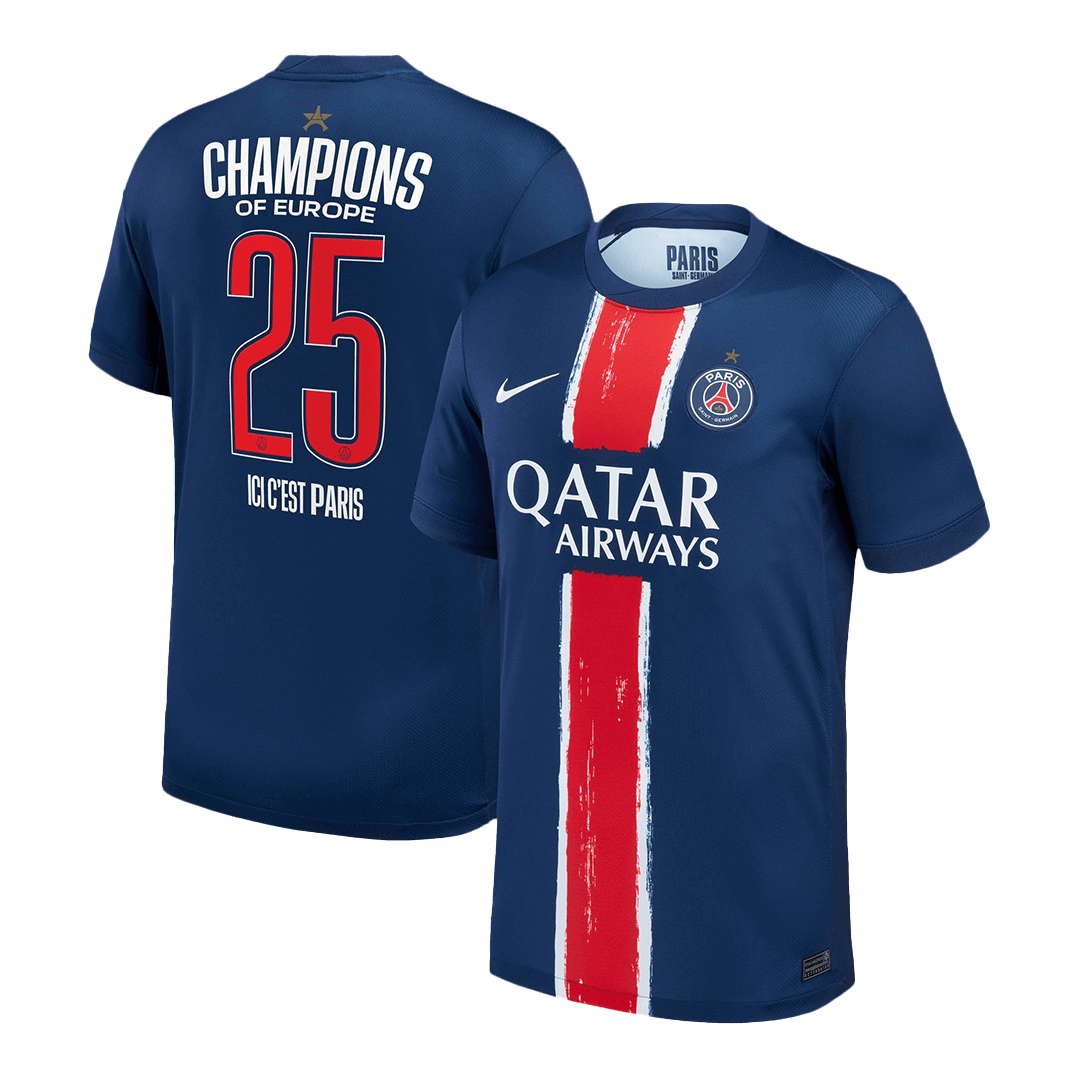 CHAMPIONS #25 PSG Home Football Shirt 2024/25 Navy - CHAMPIONS OF EUROPE