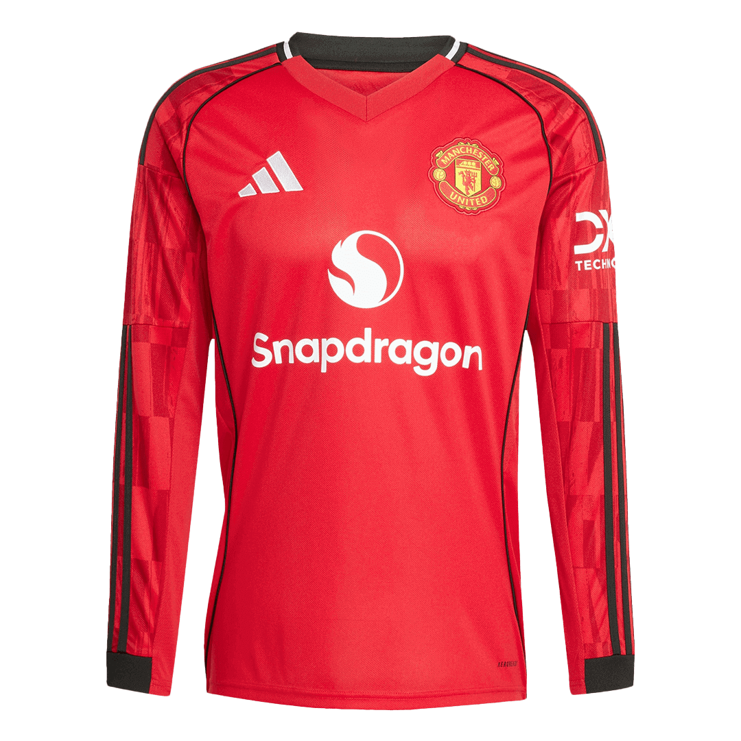 Manchester United Home Long Sleeve Football Shirt 2025/26 Red
