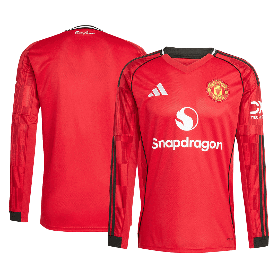 Manchester United Home Long Sleeve Football Shirt 2025/26 Red