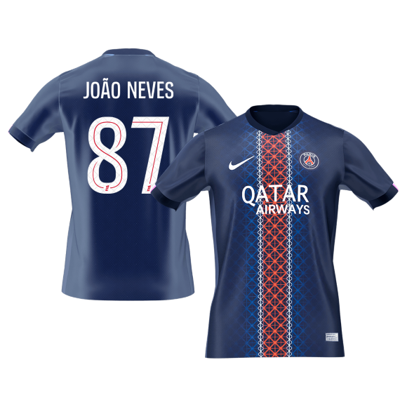 JOÃO NEVES #87 PSG Home Football Shirt 2025/26