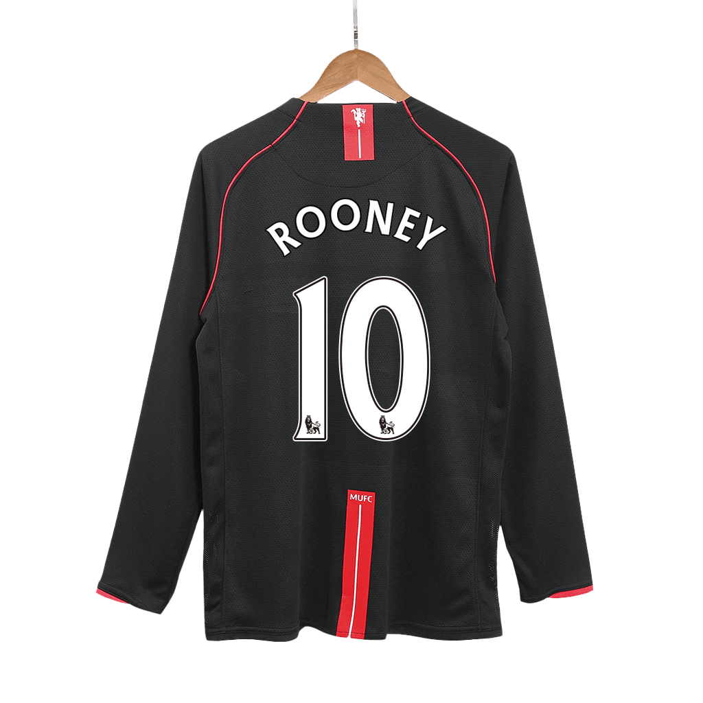 Retro ROONEY #10 2007/08 Manchester United Away Long Sleeve Football Shirt