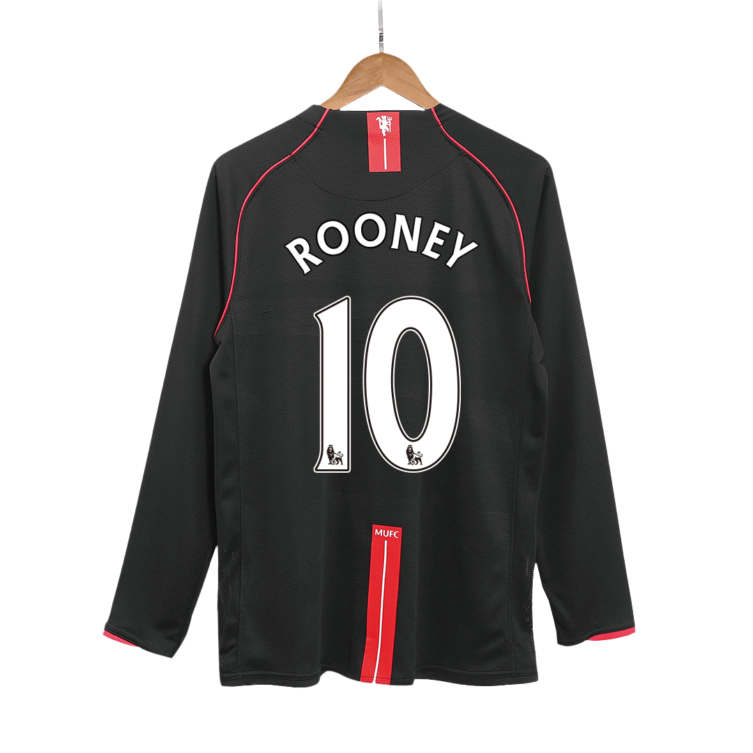 Retro ROONEY #10 2007/08 Manchester United Away Long Sleeve Football Shirt
