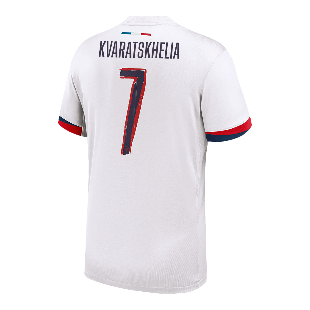 KVARATSKHELIA #7 PSG Away Football Shirt 2024/25 White - UCL