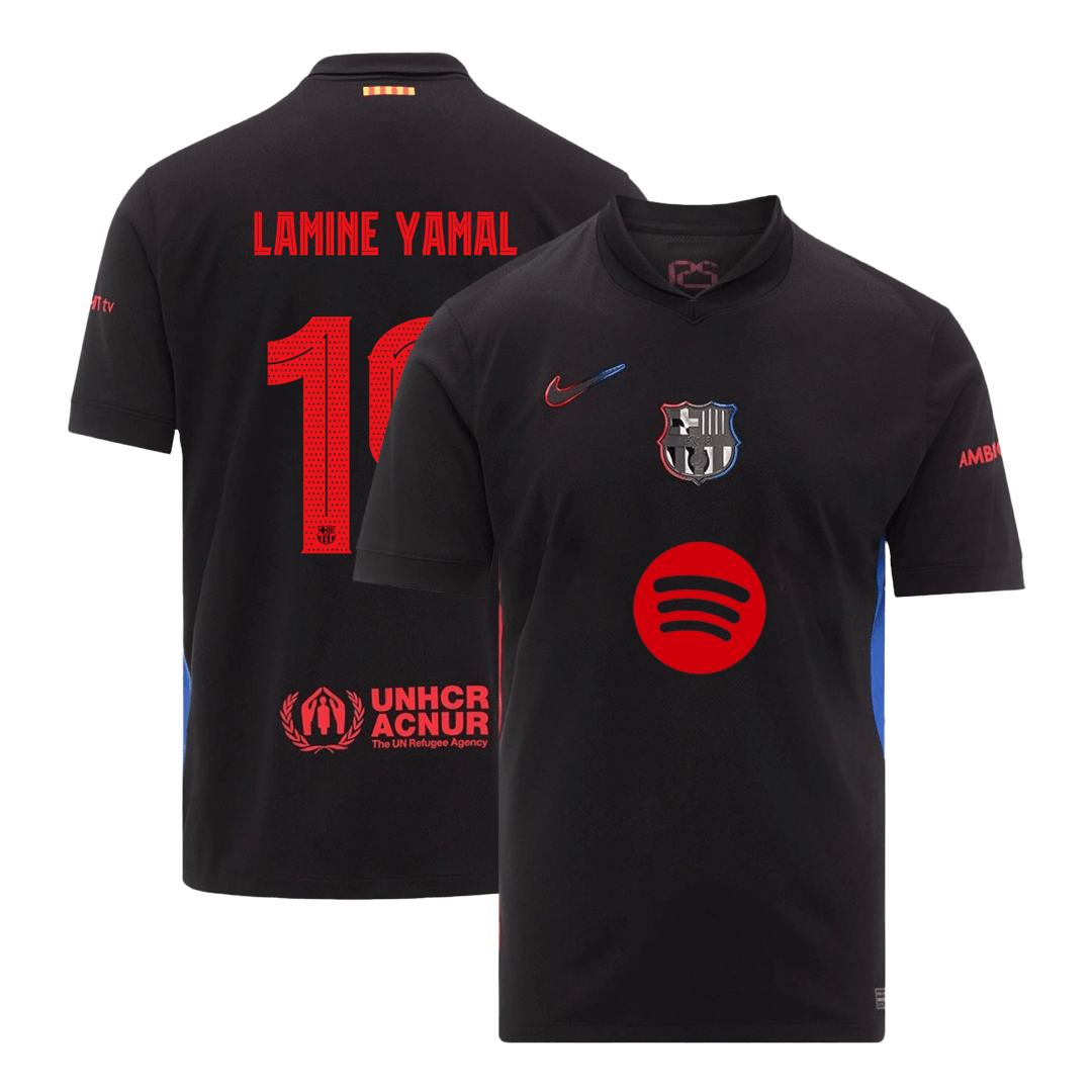 LAMINE YAMAL #19 Barcelona Away Football Shirt 2024/25 - UCL (Spotify Logo Without Text)