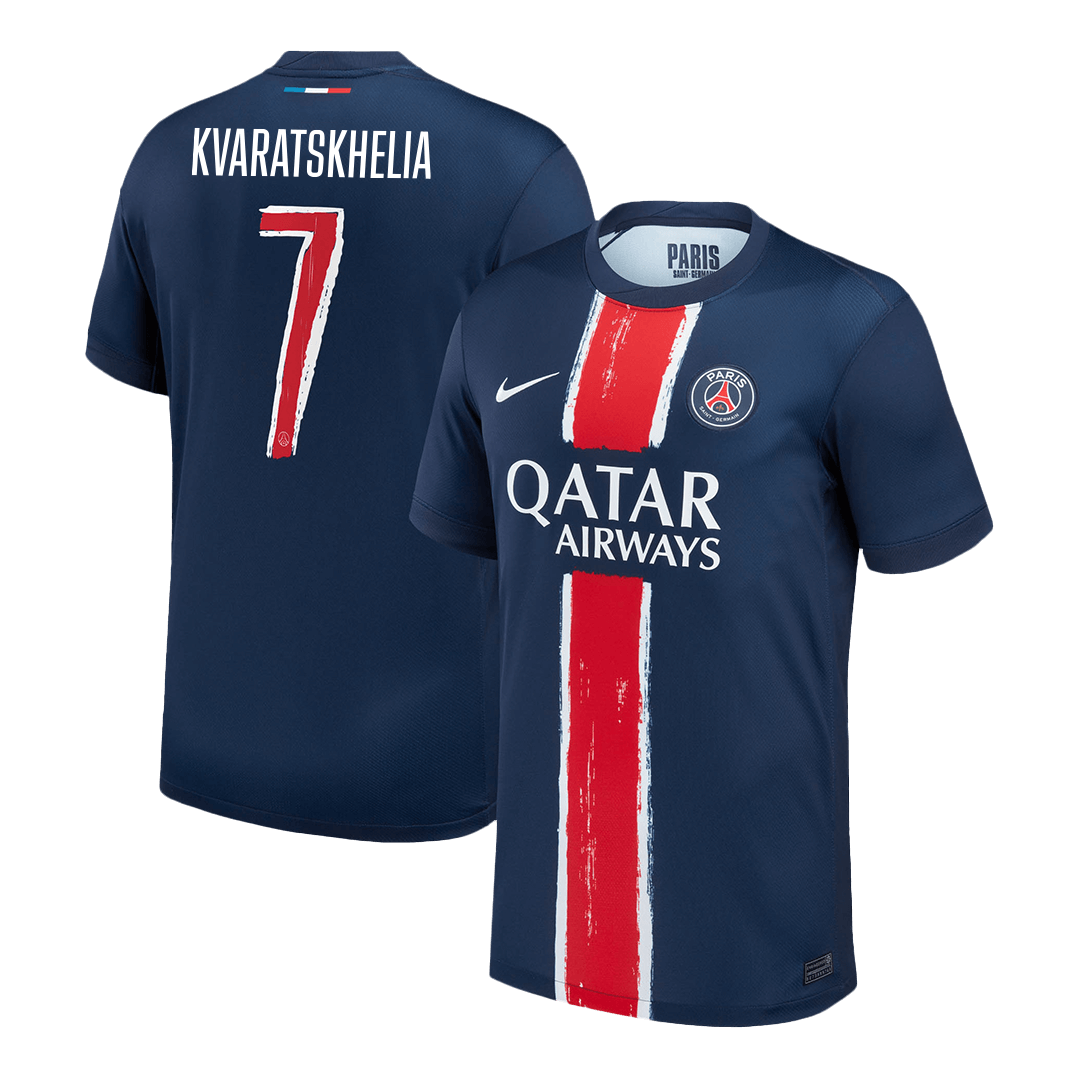 KVARATSKHELIA #7 PSG Home Football Shirt 2024/25 Navy - UCL