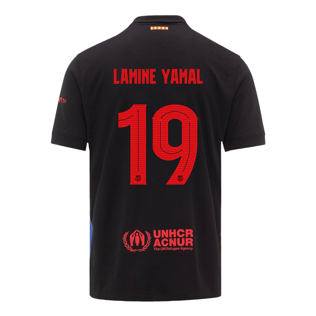 LAMINE YAMAL #19 Barcelona Away Football Shirt 2024/25 - UCL (Spotify Logo Without Text)
