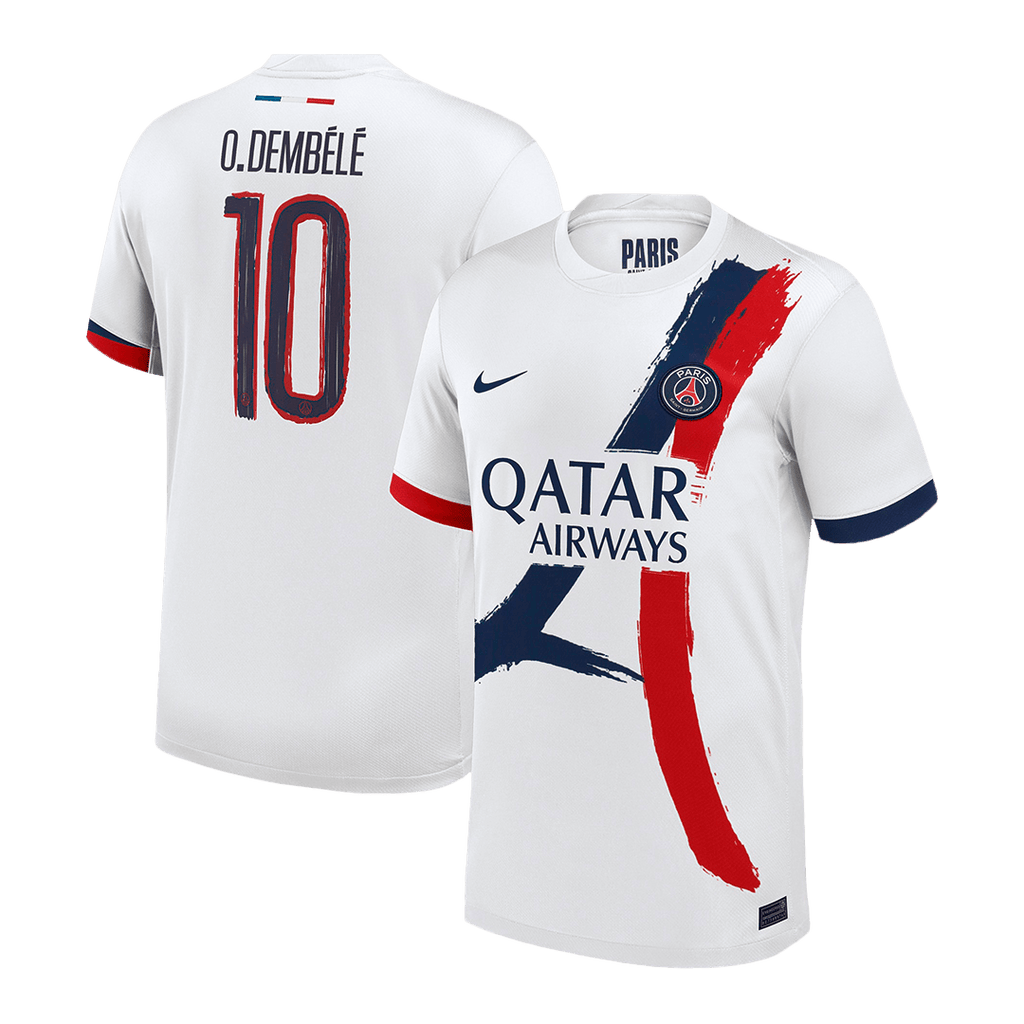 O.DEMBÉLÉ#10 PSG Away Football Shirt 2024/25 White - UCL