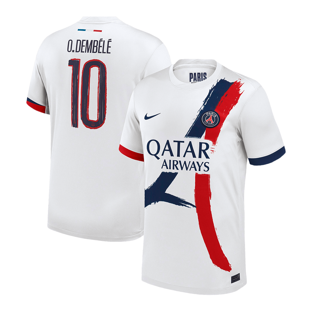O.DEMBÉLÉ#10 PSG Away Football Shirt 2024/25 White - UCL