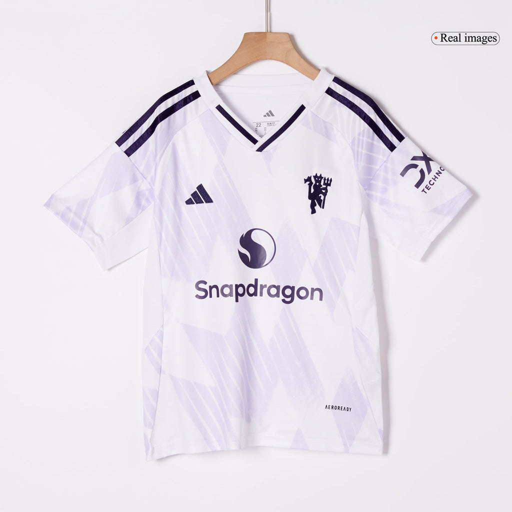 Kid's Manchester United Away Football Shirt Kit(Jersey+Shorts+Socks) 2025/26 White